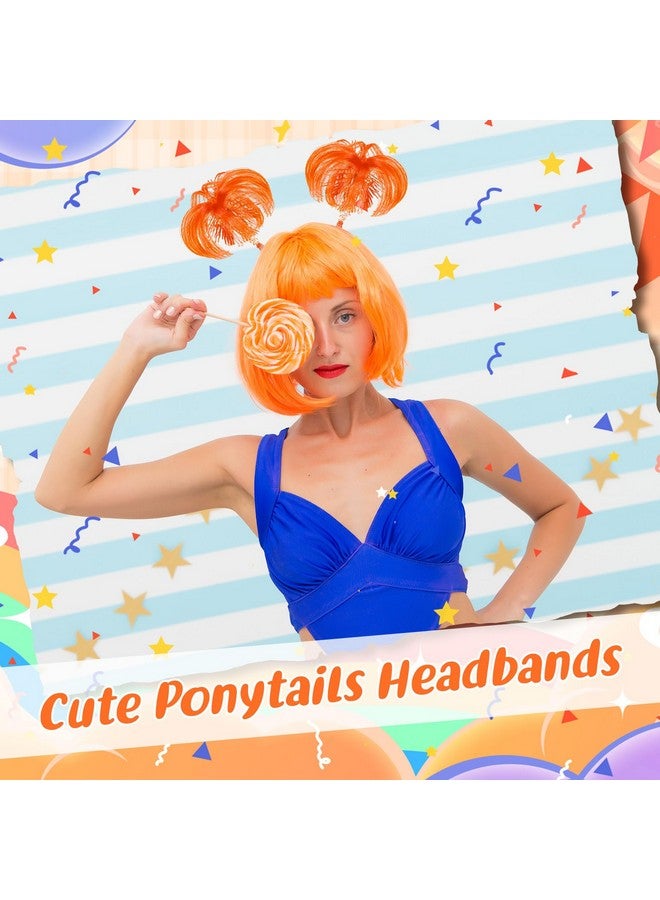 Jexine 12 Pieces Tinsel Wrapped Ponytails Headbands Headwear Feathers Head Bopper For Women Hair Costume Accessories(Orange) - Image 4