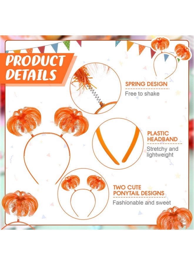 Jexine 12 Pieces Tinsel Wrapped Ponytails Headbands Headwear Feathers Head Bopper For Women Hair Costume Accessories(Orange) - Image 3
