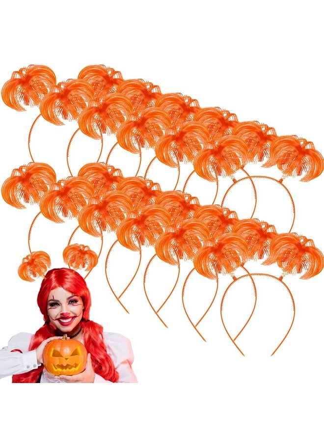 Jexine 12 Pieces Tinsel Wrapped Ponytails Headbands Headwear Feathers Head Bopper For Women Hair Costume Accessories(Orange) - Image 1