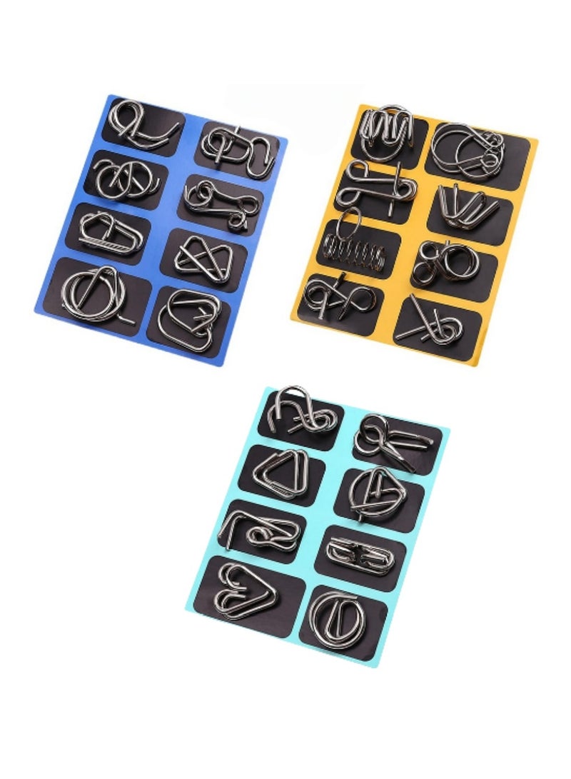 Mmmon IQ Toys, Metal IQ Puzzle Set of 24, IQ Test Mind Game Toys Brain Teaser Metal Wire Puzzles Magic Trick Toy - Image 1