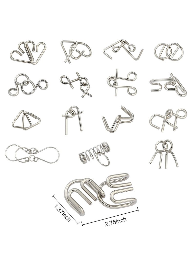 Mmmon IQ Toys, Metal IQ Puzzle Set of 24, IQ Test Mind Game Toys Brain Teaser Metal Wire Puzzles Magic Trick Toy - Image 2