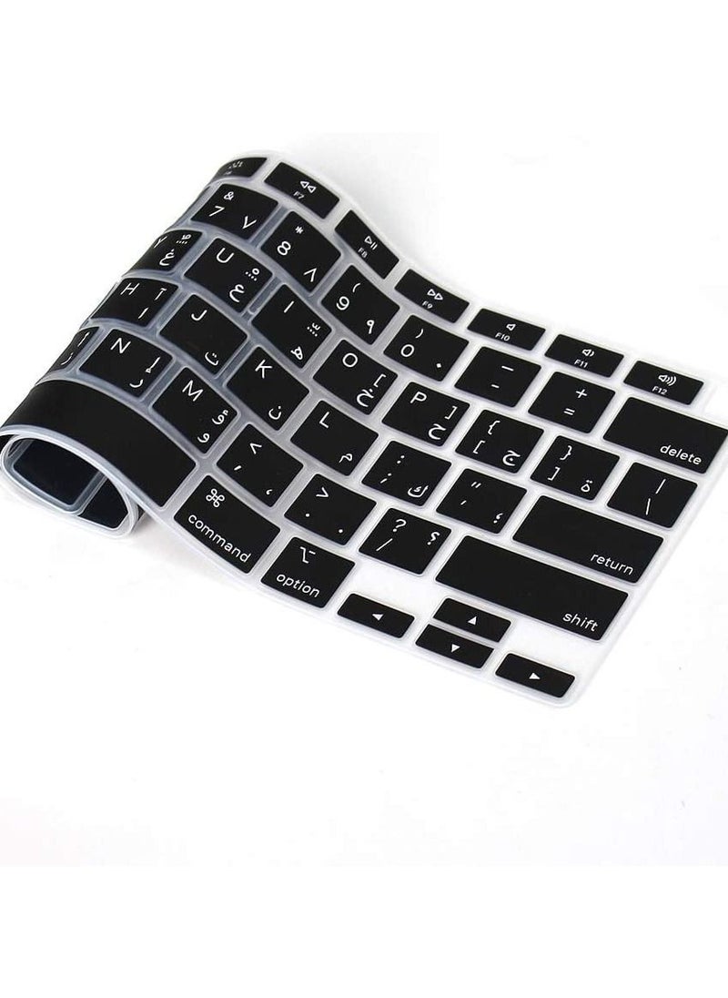 AMM US Layout Arabic English Keyboard Cover for MacBook New Air 13-Inch with Retina Display Touch ID Model A2179/A2337 Release 2020/2021 Black  - Image 3