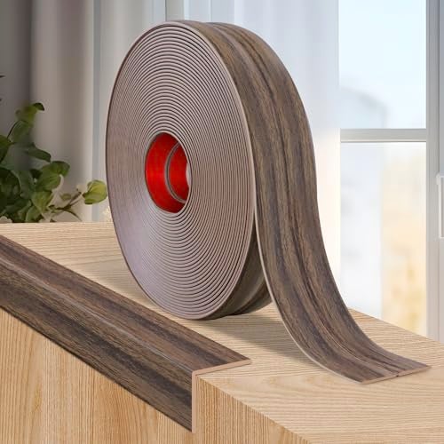LSGCQ Flexible Wall Corner Protector Moulding Trim Peel and Stick Wall Corner Guards Edge Protector Self Adhesive Molding Trim Strip for Edge Ceiling Smoked Brown Wood Grain 24 in x 20 Ft - Image 1
