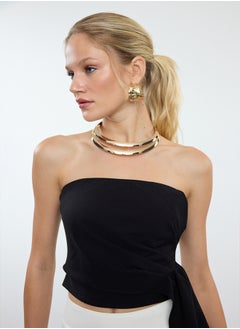 trendyol Black Strapless Crop Woven Bustier TPRAW25BS00003  - Image 1