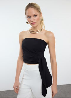 trendyol Black Strapless Crop Woven Bustier TPRAW25BS00003  - Image 2