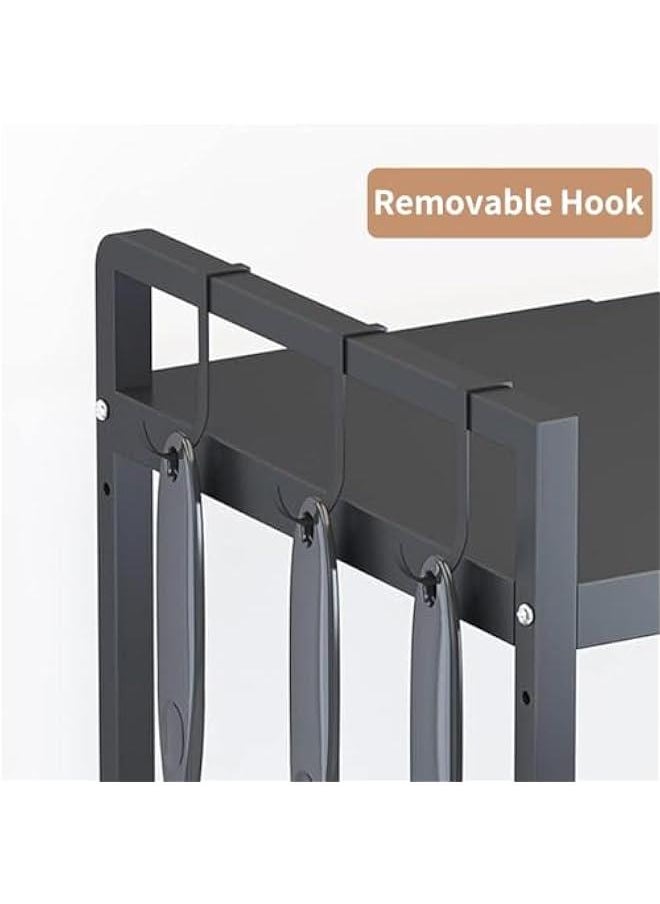 Extendable Microwave Oven Rack, Adjustable Kitchen Counter Shelf,2-Tier Microwave Stand with 6 hooks,Microwave/Toaster Rack Heavy Duty Stand Kitchen Counter Top Organizer(Black) - pzsku/ZD17ABC1195CB8C3AB12BZ/45/_/1721597855/88266017-7f23-4f9f-891e-836b51b50860