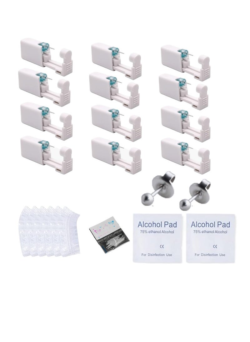 CityRiya-Long 12 Pairs No Pain Ear Piercing Kit, Disposable Self Piercing Gun with 24Pcs Ear Studs & Cleaning Tools, Portable Nose Ear Piercer for Home Household Use, Safe Easy-to-Use Body Piercing Tools for Men Women（203） - Image 1