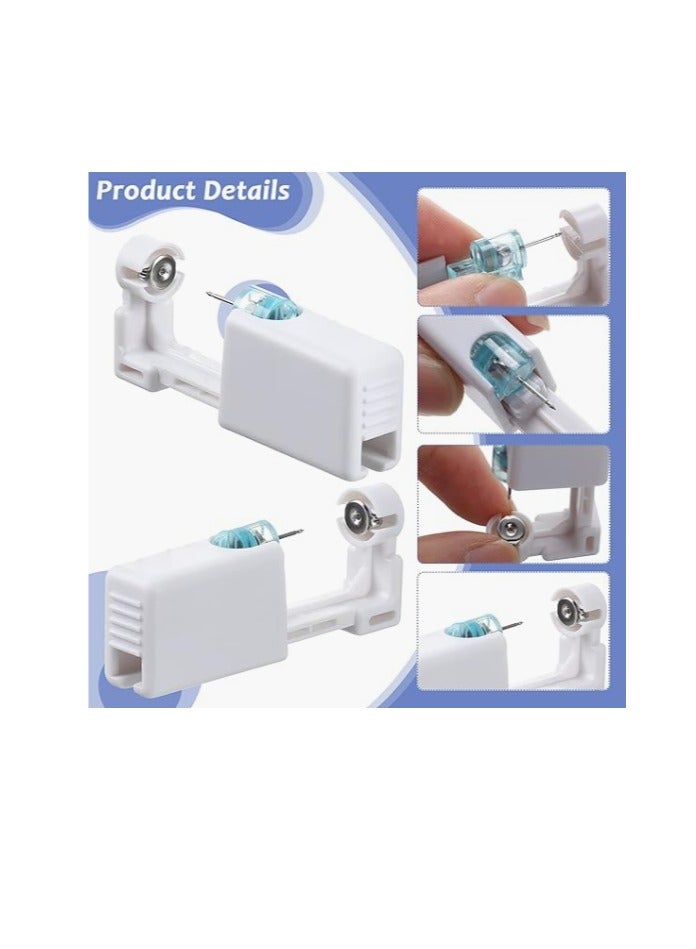 CityRiya-Long 12 Pairs No Pain Ear Piercing Kit, Disposable Self Piercing Gun with 24Pcs Ear Studs & Cleaning Tools, Portable Nose Ear Piercer for Home Household Use, Safe Easy-to-Use Body Piercing Tools for Men Women（203） - Image 2