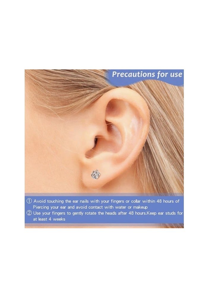 CityRiya-Long 12 Pairs No Pain Ear Piercing Kit, Disposable Self Piercing Gun with 24Pcs Ear Studs & Cleaning Tools, Portable Nose Ear Piercer for Home Household Use, Safe Easy-to-Use Body Piercing Tools for Men Women（203） - Image 5