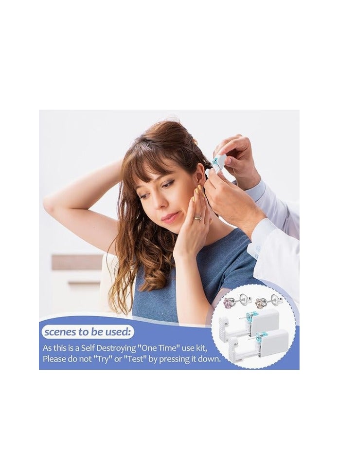 CityRiya-Long 12 Pairs No Pain Ear Piercing Kit, Disposable Self Piercing Gun with 24Pcs Ear Studs & Cleaning Tools, Portable Nose Ear Piercer for Home Household Use, Safe Easy-to-Use Body Piercing Tools for Men Women（203） - Image 4
