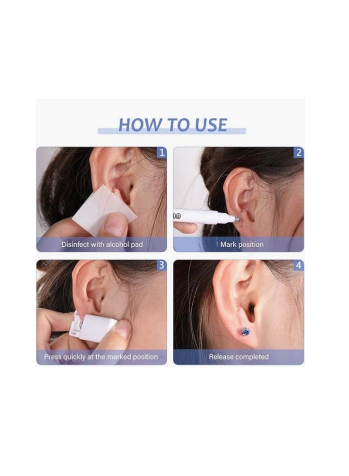 CityRiya-Long 12 Pairs No Pain Ear Piercing Kit, Disposable Self Piercing Gun with 24Pcs Ear Studs & Cleaning Tools, Portable Nose Ear Piercer for Home Household Use, Safe Easy-to-Use Body Piercing Tools for Men Women（203） - Image 3