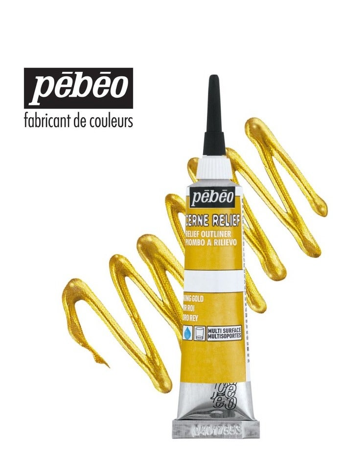 Pebeo Vitrail Cerne Relief Dimensional Paint 20 ml Tube with Nozzle - Pale Gold