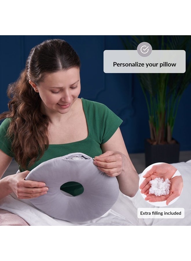 ODOXIA - Piercing Pillow | Ear Piercing Pillow for Side Sleepers | Relieves Ear Pain | Adjustable Filling | Donut Pillow for Ear | Reduces Ear Pressure | Pillow with Ear Hole | CNH Ear Pillow | Earring Pillow - Image 1
