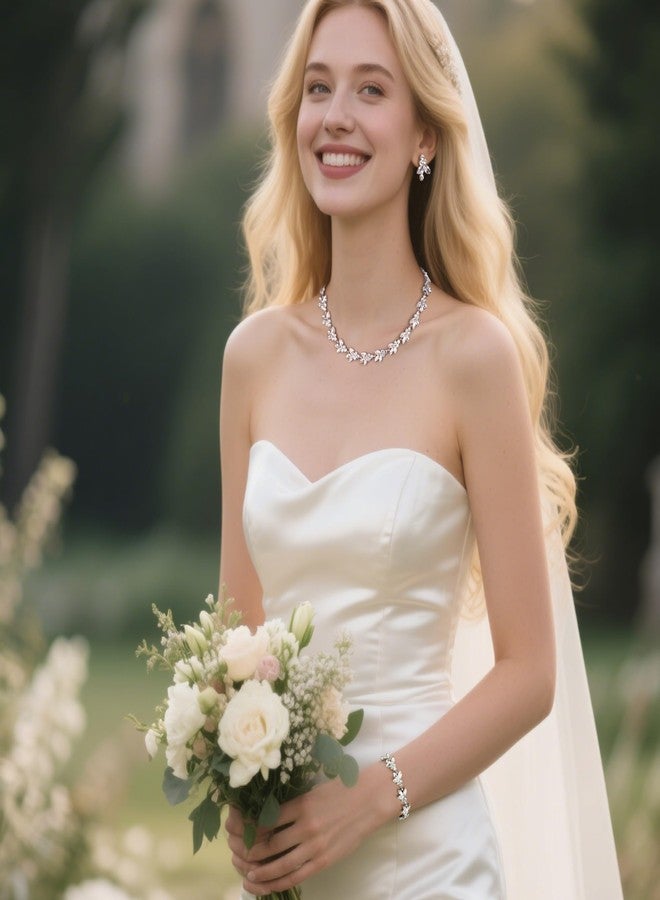 بريلوف طقم مجوهرات زفاف بريلوف للنساء، إكسسوارات حفلات تنكرية شفافة - Image 3
