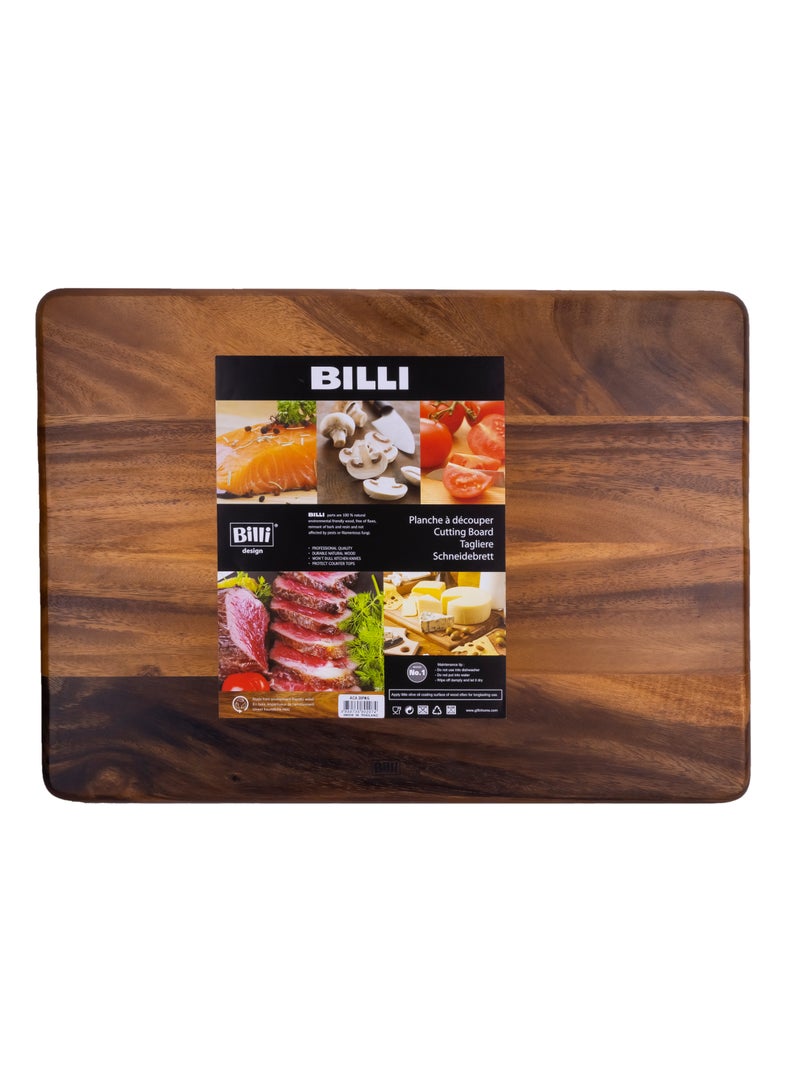 BILLI لوح تقطيع خشبي كبير جداً - لوح تقطيع من خشب الأكاسيا الفاخر، كتلة جزار، لوح مطبخ للطهاة - W36 x L50 x H2 سم - Image 5