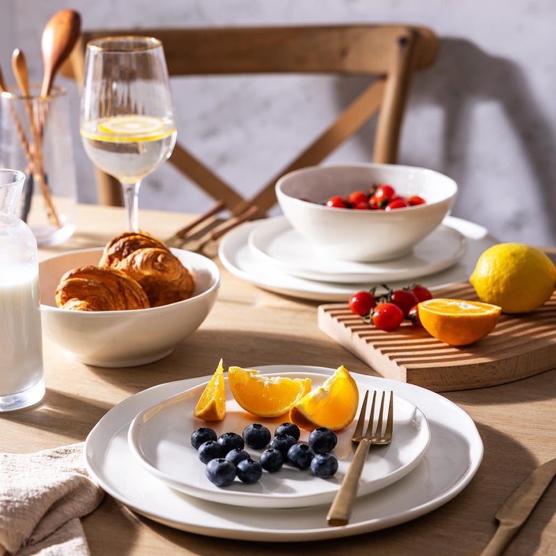 LERATIO Ceramic Dinnerware Sets for 6,Porcelain Plates and Bowls Sets with Wavy Edge, Oven &Microwave & Dishwasher Safe,Light Weight & Scratch Resistant Dishes Sets-Service for 6 (18pcs)-Peal White - Image 4