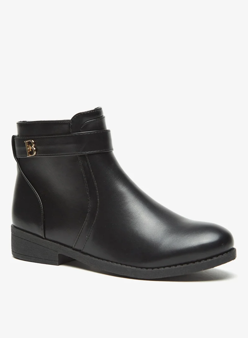 فلورا بيلا Solid Ankle Boots With Zip Closure By Shoexpress