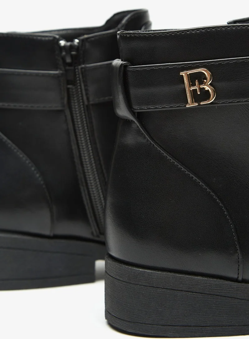 فلورا بيلا Solid Ankle Boots With Zip Closure By Shoexpress