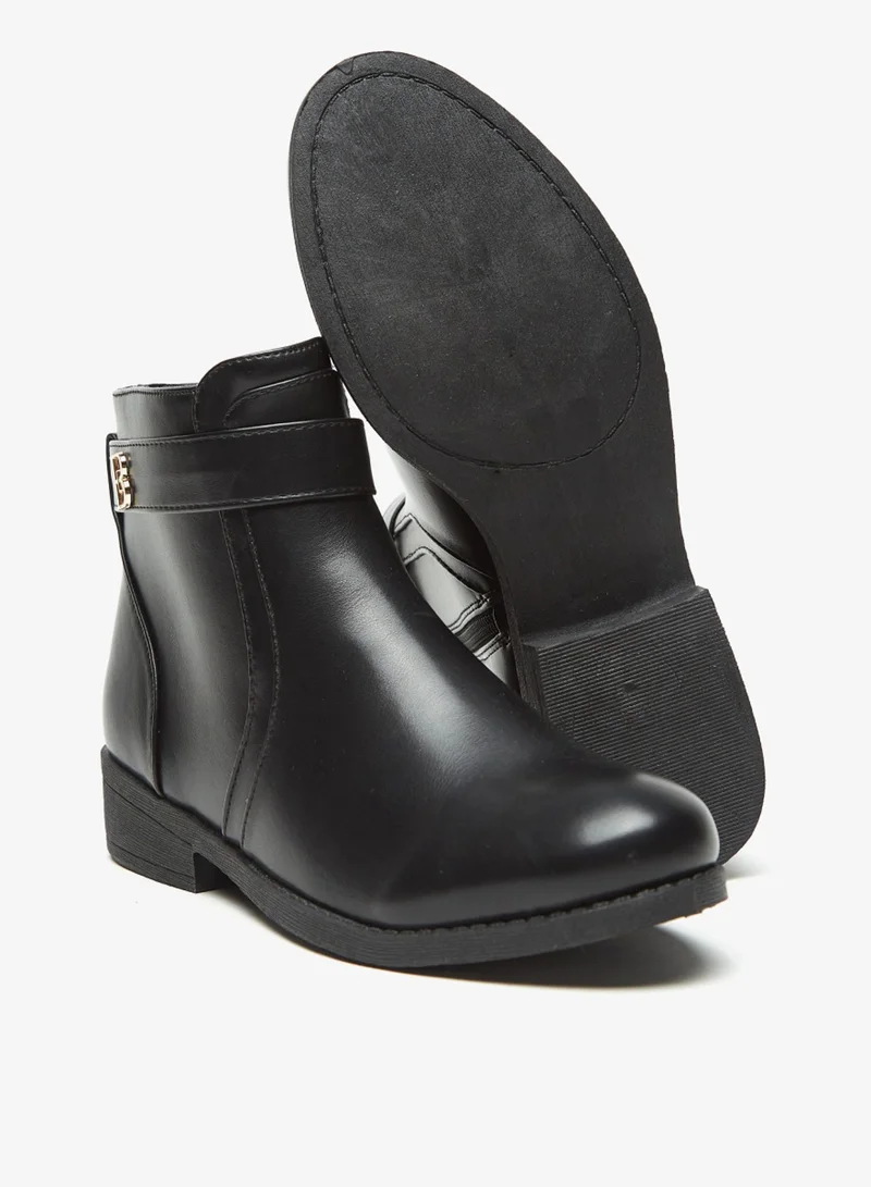 فلورا بيلا Solid Ankle Boots With Zip Closure By Shoexpress