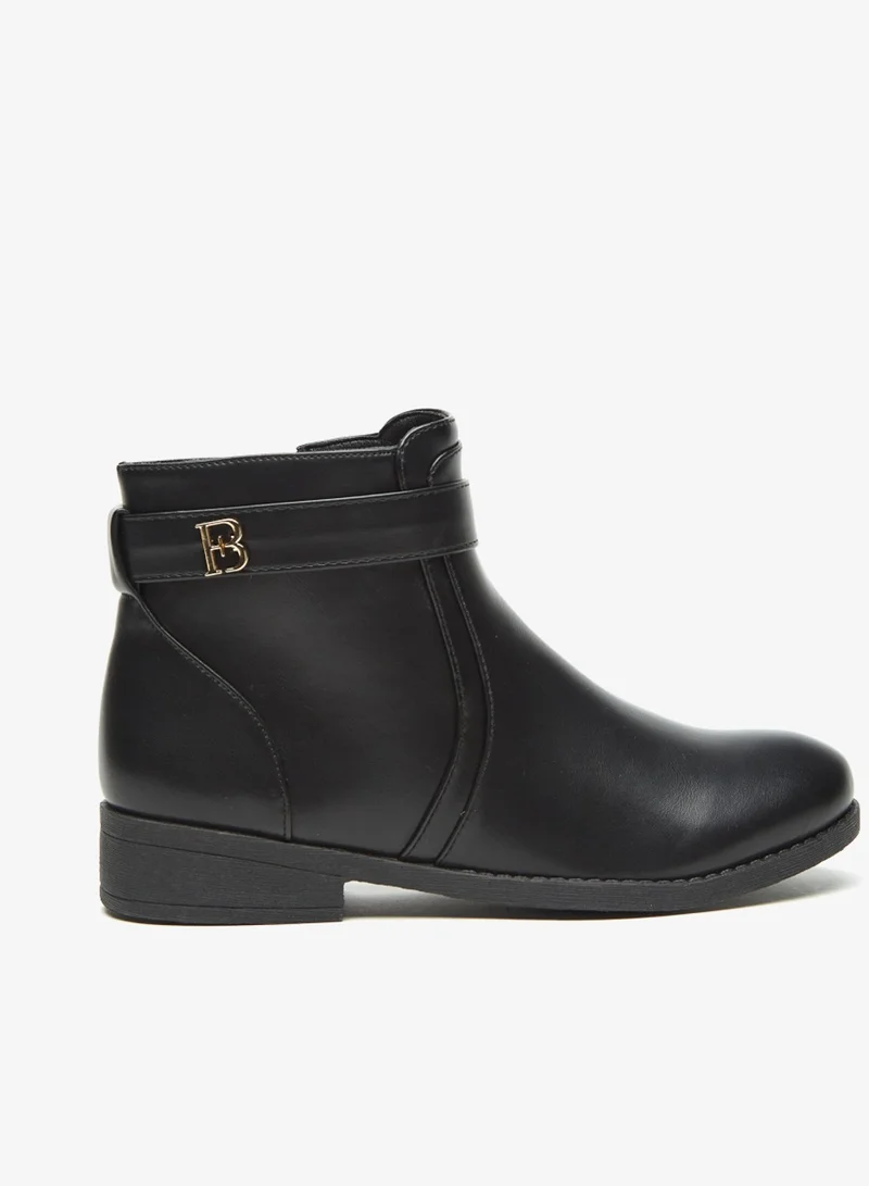 فلورا بيلا Solid Ankle Boots With Zip Closure By Shoexpress