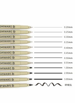 Micro Fineliner Drawing Art Pens: 12 Black Fine Line Waterproof