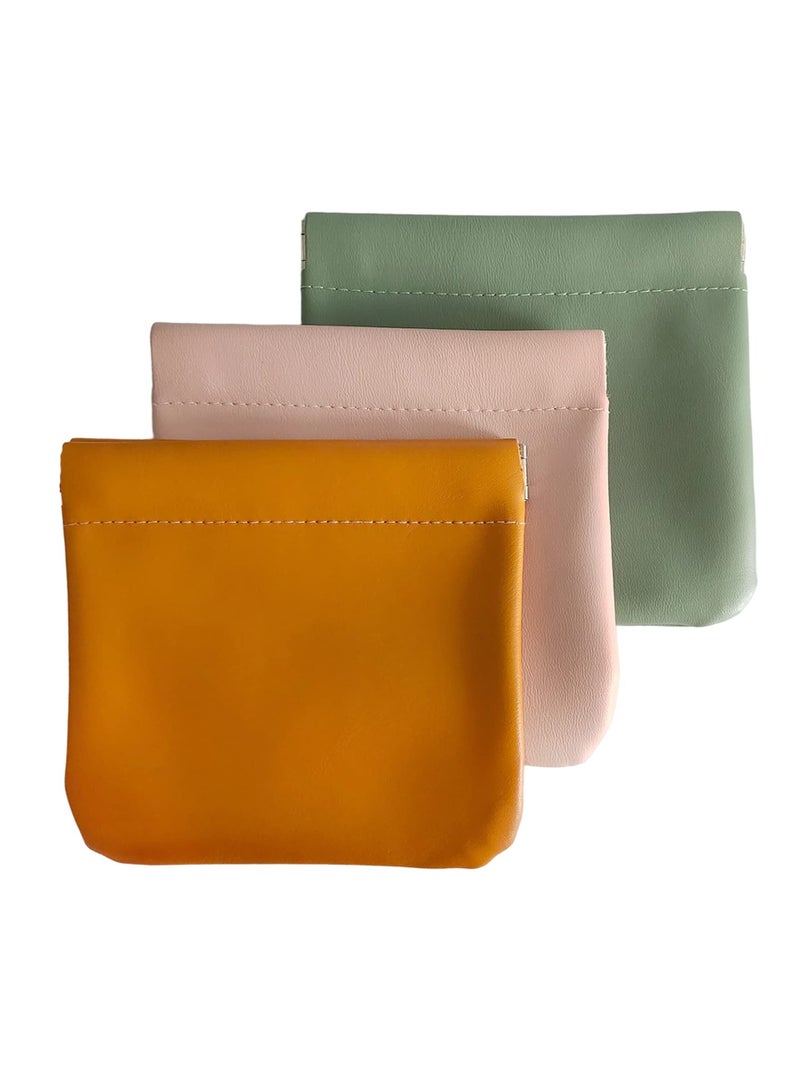 SYOSI 3Pcs Lambskin Pocket Cosmetic Bag Portable Mini Lipstick Storage Bag Waterproof Leather Squeeze Self Closing No Zipper Portable Travel Makeup Pouch - Image 1
