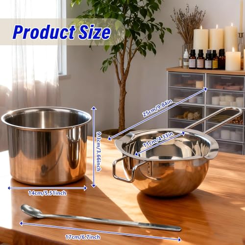 Blingfun Double Boiler Pot Set, Stainless Steel Melting Pot with Candle Wicks, Stickers,Wick Holders,Wick Placing Tube for Soap, Wax, Candle Making - Image 5