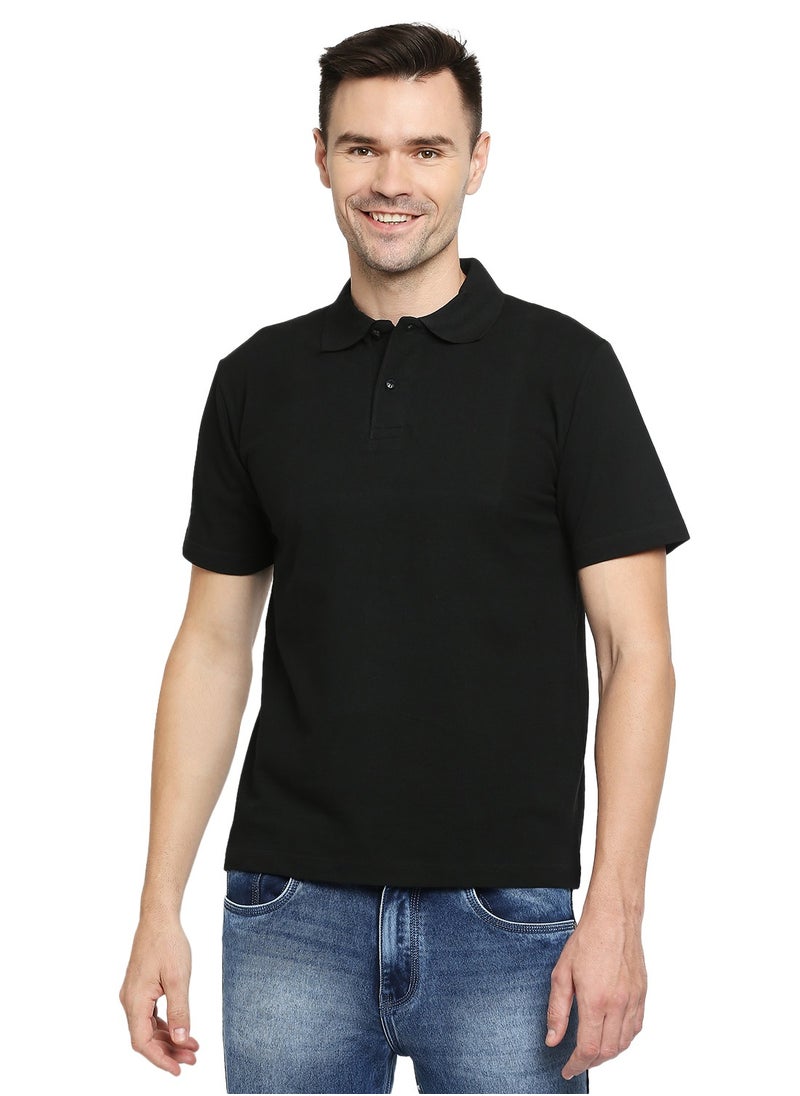 BYC MEN'S COTTON POLO T-SHIRT - BLACK  - Image 2