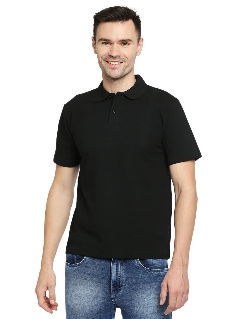 BYC MEN'S COTTON POLO T-SHIRT - BLACK
