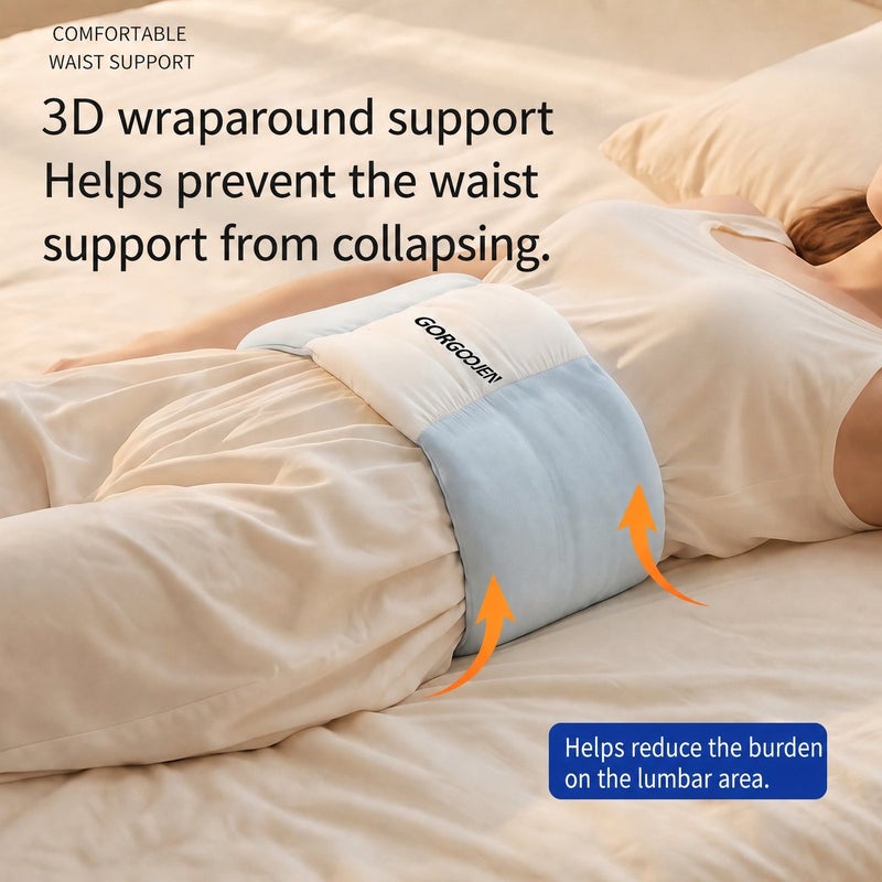 3D Lumbar Support Cushion with Soft Cotton Filling Breathable Cool Mesh Cover and Quiet Hook and Loop Fastener for Sleeping Side Lying Office Chair Sofa and Car Seat - Image 3