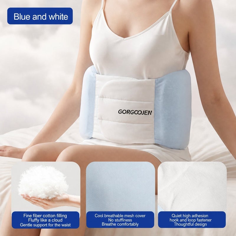 3D Lumbar Support Cushion with Soft Cotton Filling Breathable Cool Mesh Cover and Quiet Hook and Loop Fastener for Sleeping Side Lying Office Chair Sofa and Car Seat - Image 5
