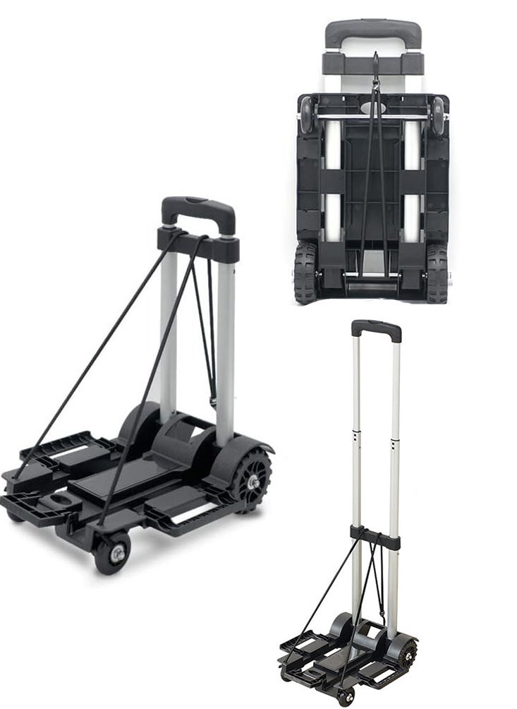 Generic Folding Hand Truck, With 4 wheel, Expandable Chassis,Aluminum handle,suit for Luggage/Personal/Travel/Auto/Moving and Office Use  - Image 1