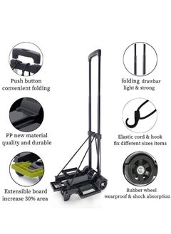 Generic Folding Hand Truck, With 4 wheel, Expandable Chassis,Aluminum handle,suit for Luggage/Personal/Travel/Auto/Moving and Office Use  - Image 2