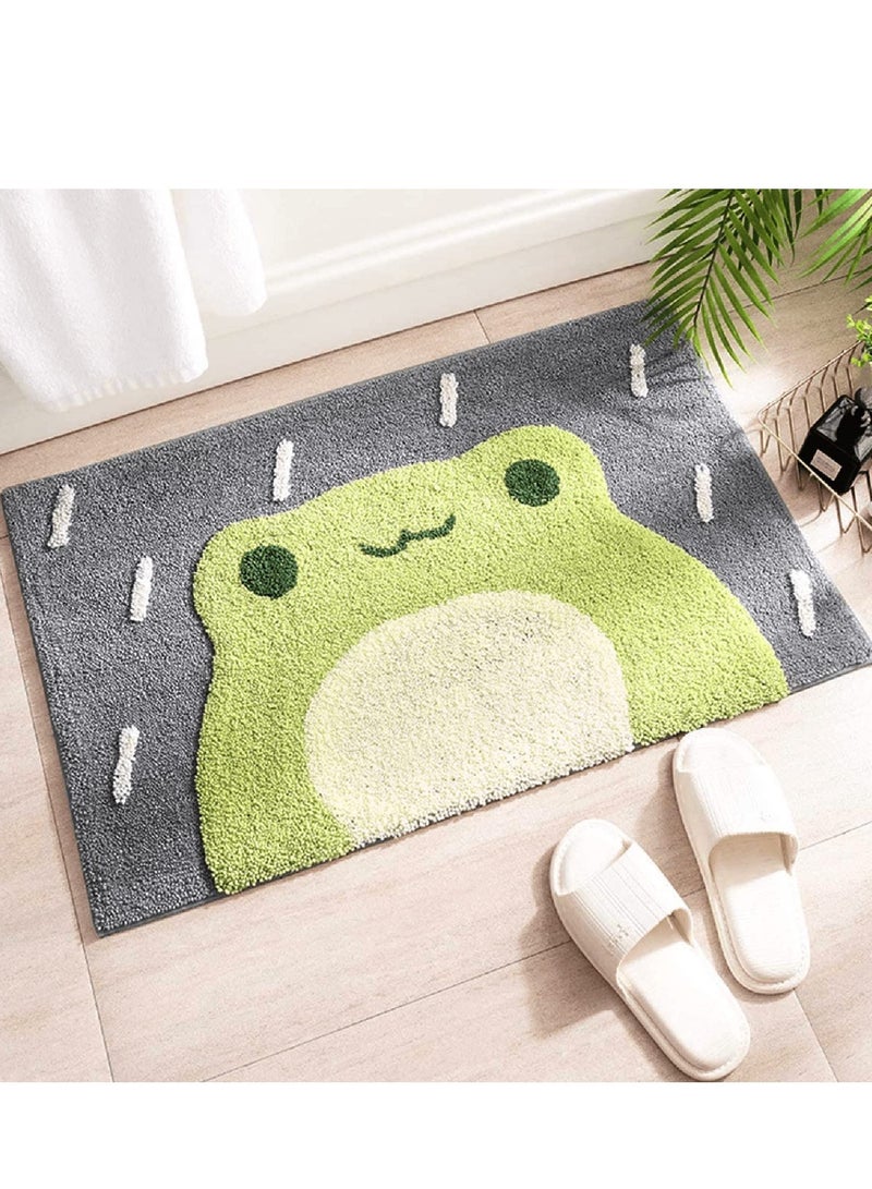 KASTWAVE Frog Bath Mat, Frog Bathroom Rug, Non-Slip,Machine Washable,Absorbent Frog Rug,Anti Slip Green Shower Rug for Bathtub, Shower and Bath Room(24"x16") - Image 1