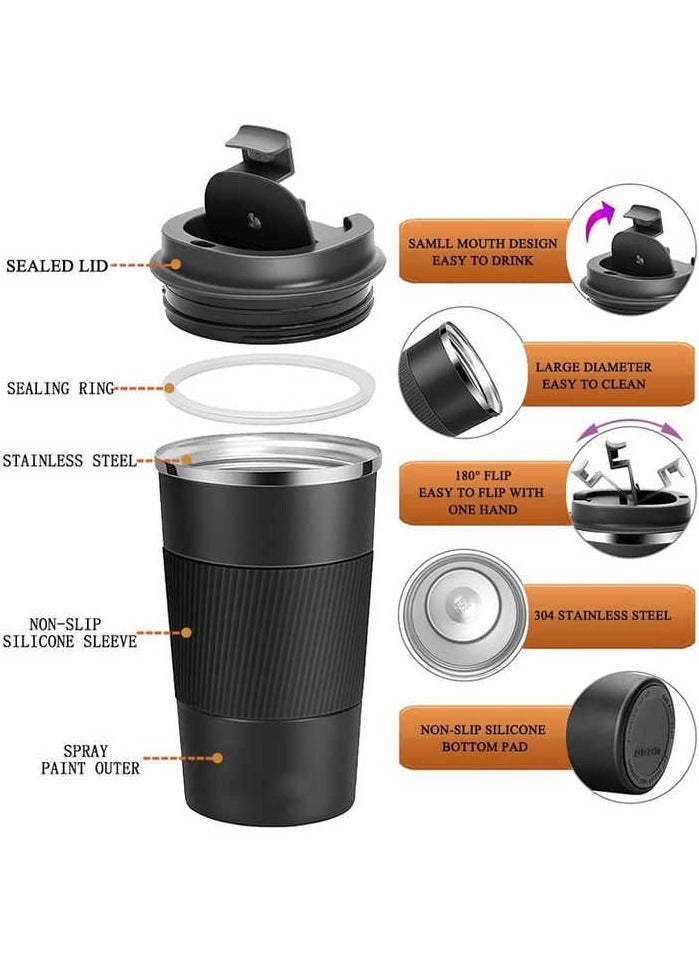 SHAYDX 510ml Travel Mug — Reusable Insulated Coffee Cup, Stainless Steel Vacuum Thermal Mug for Hot & Cold Drinks - Image 2
