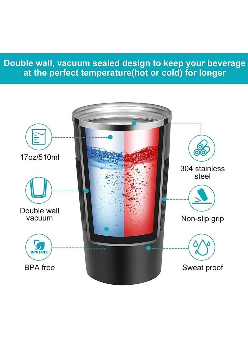SHAYDX 510ml Travel Mug — Reusable Insulated Coffee Cup, Stainless Steel Vacuum Thermal Mug for Hot & Cold Drinks - Image 3
