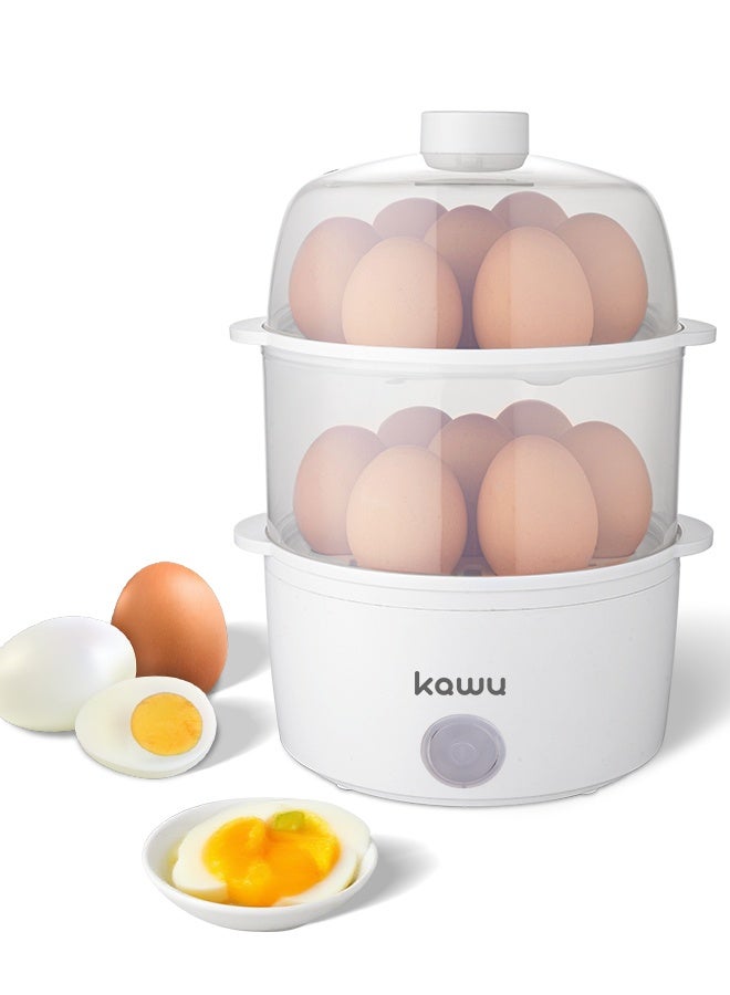  كاو أجهزة طهي البيض بالبخار، أجهزة طهي البيض متعددة الطبقات، سعات كبيرة تستوعب حتى 14 بيضة، سهلة التنظيف مع حماية من الاحتراق الجاف، باللون الأبيض - Image 1