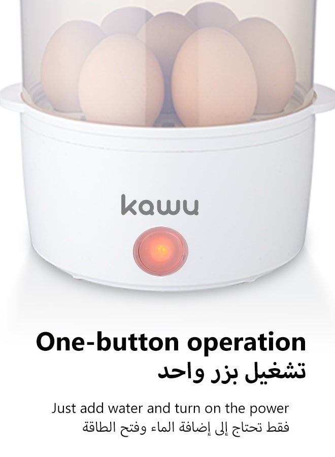  كاو أجهزة طهي البيض بالبخار، أجهزة طهي البيض متعددة الطبقات، سعات كبيرة تستوعب حتى 14 بيضة، سهلة التنظيف مع حماية من الاحتراق الجاف، باللون الأبيض - Image 4