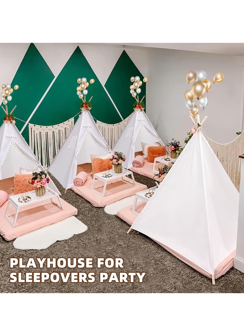 MIXDE New Child Teepee Tent Play House Tent 1.6M Camping Foldable Canvas Kids Playhouse Portable Teepee White - Image 2