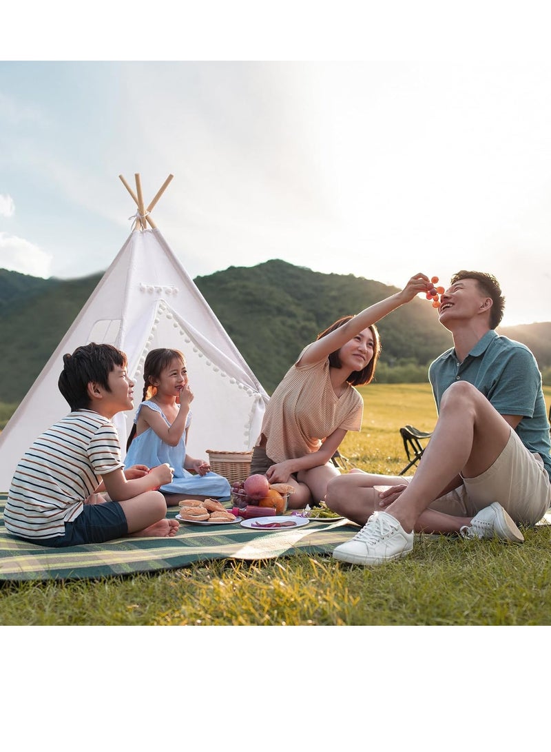 MIXDE New Child Teepee Tent Play House Tent 1.6M Camping Foldable Canvas Kids Playhouse Portable Teepee White - Image 5