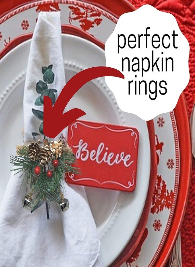 BANBERRY DESIGNS Bell Christmas Ornaments - Red Berries and Pine - Hanging Greenery and Snow Covered Pine Cone - Silver, Green and Red Bells - Crafting - Measures 6" Long - Image 5