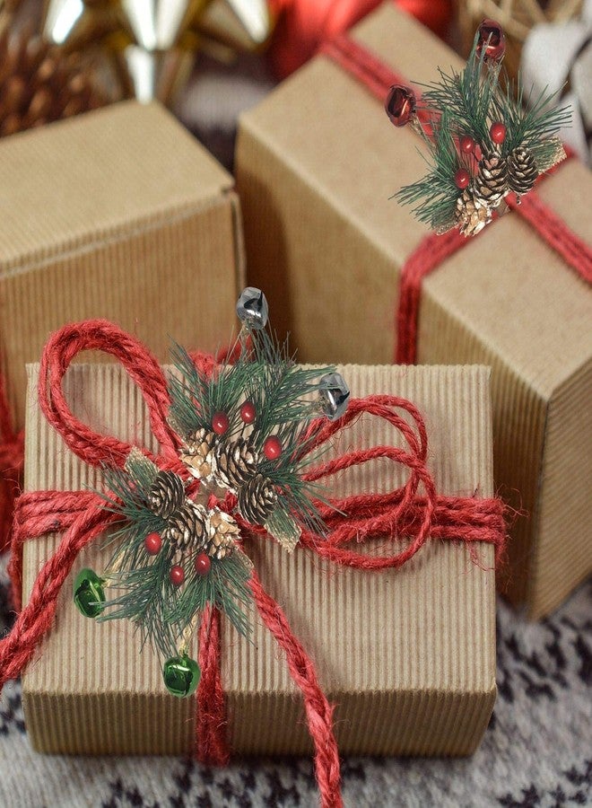 BANBERRY DESIGNS Bell Christmas Ornaments - Red Berries and Pine - Hanging Greenery and Snow Covered Pine Cone - Silver, Green and Red Bells - Crafting - Measures 6" Long - Image 4