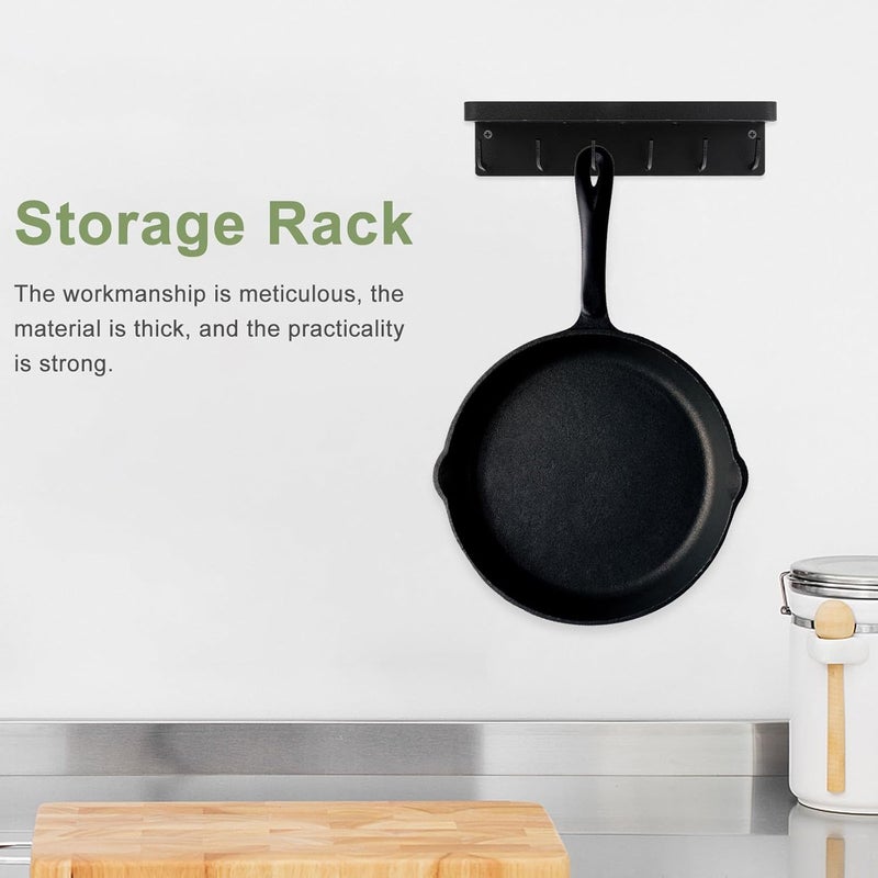 Ciieeo Wall Hook Storage Rack with Key Holder and Punch-Free Mount, Black PVC and Screw Wall-Mounted Organizer for Entryway, Umbrella, Mail, and Bag Storage - Image 5