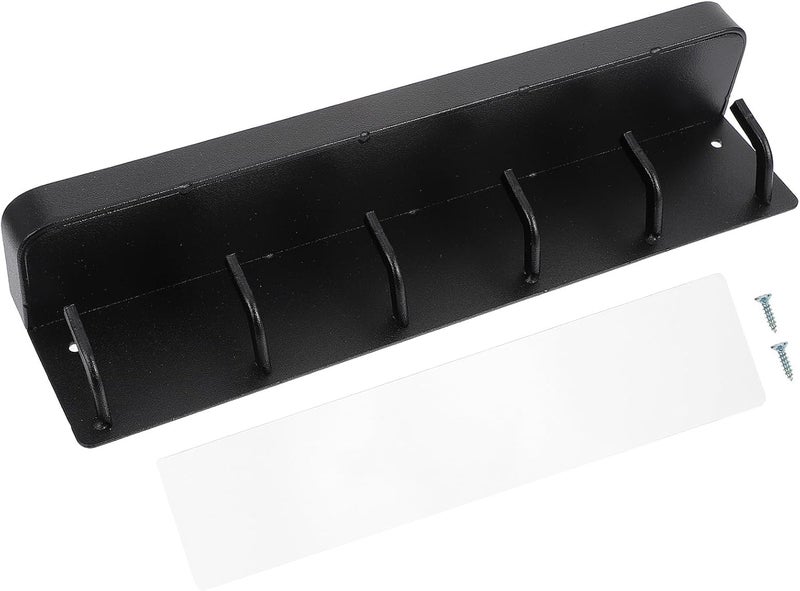 Ciieeo Wall Hook Storage Rack with Key Holder and Punch-Free Mount, Black PVC and Screw Wall-Mounted Organizer for Entryway, Umbrella, Mail, and Bag Storage - Image 1