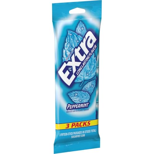 EXTRA Peppermint Sugar Free Gum Back To School Chewing Gum 3 Pack Bulk Gum 45 Sticks Total - Image 1