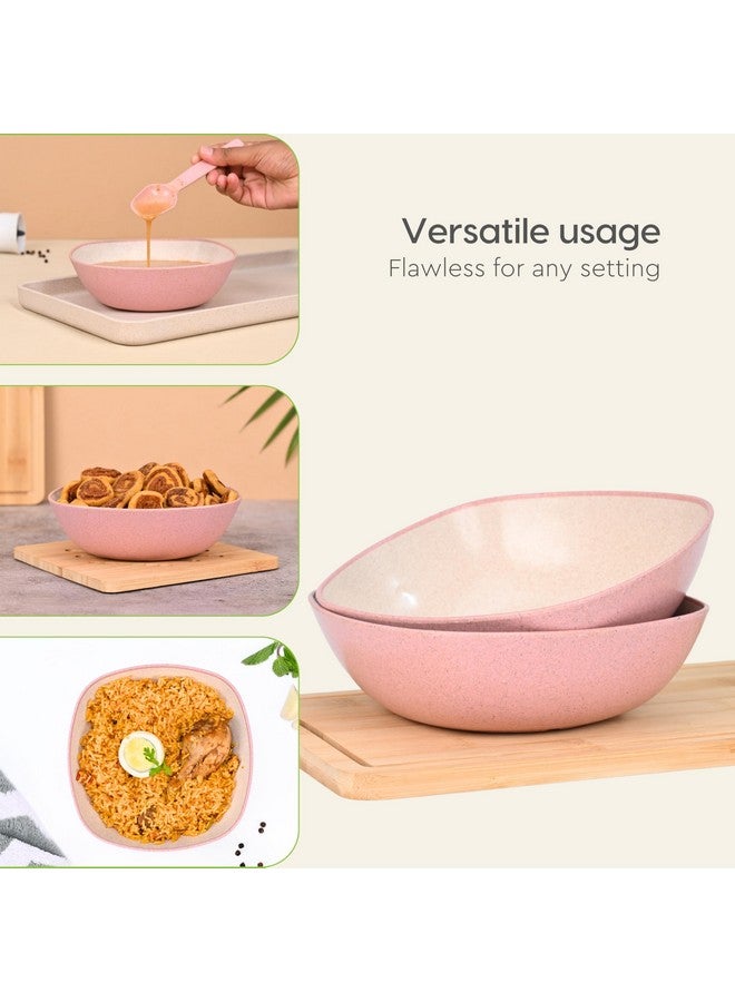 Eha Set of 2 Earth-Friendly Multipurpose Bowls for Kitchen with Spoons | 750 ml | Made with Rice Husk Biocomposite| Microwave Safe Bowl | for Hot & Cold Serving Bowl Set | Innocent - Image 5