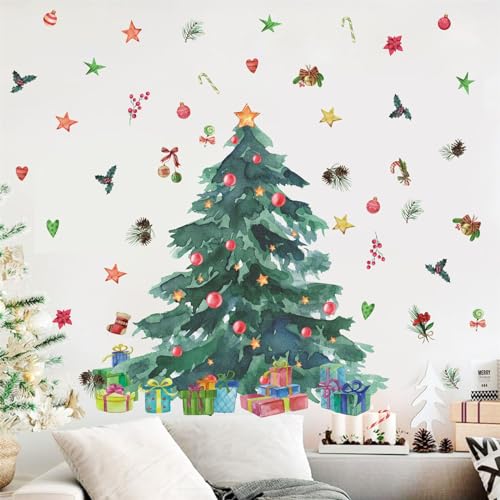 YOWOCAL Christmas Tree with Gifts Wall Decals,Large Removable Winter Xmas Tree Wall Stickers for DIY Home Office Showcase Party Décor(31.5 Inches High) - Image 4