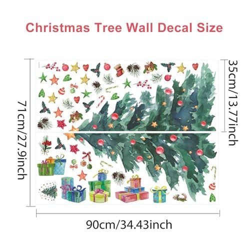 YOWOCAL Christmas Tree with Gifts Wall Decals,Large Removable Winter Xmas Tree Wall Stickers for DIY Home Office Showcase Party Décor(31.5 Inches High) - Image 3