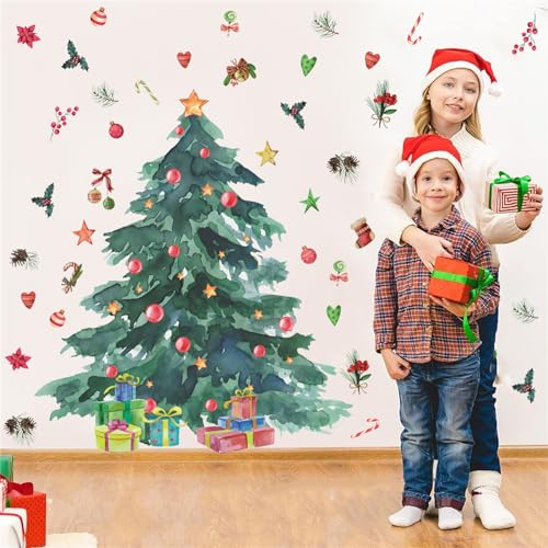 YOWOCAL Christmas Tree with Gifts Wall Decals,Large Removable Winter Xmas Tree Wall Stickers for DIY Home Office Showcase Party Décor(31.5 Inches High) - Image 2