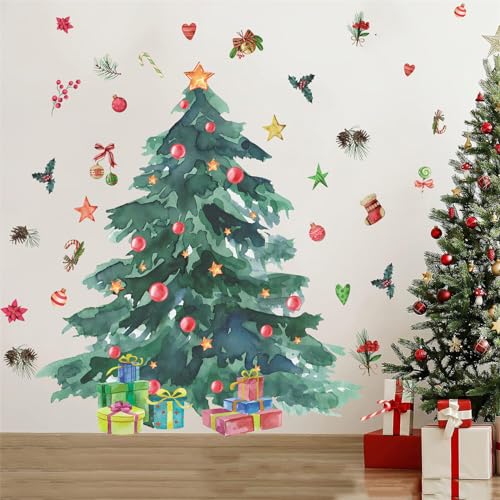 YOWOCAL Christmas Tree with Gifts Wall Decals,Large Removable Winter Xmas Tree Wall Stickers for DIY Home Office Showcase Party Décor(31.5 Inches High) - Image 5